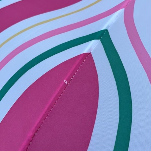 Vintage Oscar de la Renta Wooden Umbrella Pink and Green Swirls - Picture 9 of 16